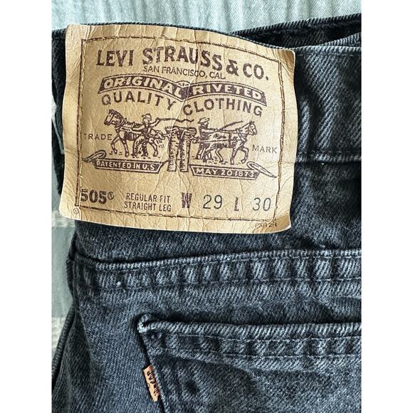 Levi's 505 Men's Black Regular Fit Straight Leg Denim Jeans 100% Cotton 29x30 - Picture 4 of 6
